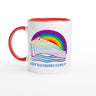 Ark Design 2 - White 11oz Ceramic Mug with Color Inside - KEEP RAINBOWS GODLY