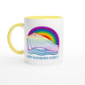 Ark Design 2 - White 11oz Ceramic Mug with Color Inside - KEEP RAINBOWS GODLY