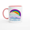 Ark Design 2 - White 11oz Ceramic Mug with Color Inside - KEEP RAINBOWS GODLY
