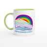 Ark Design 2 - White 11oz Ceramic Mug with Color Inside - KEEP RAINBOWS GODLY
