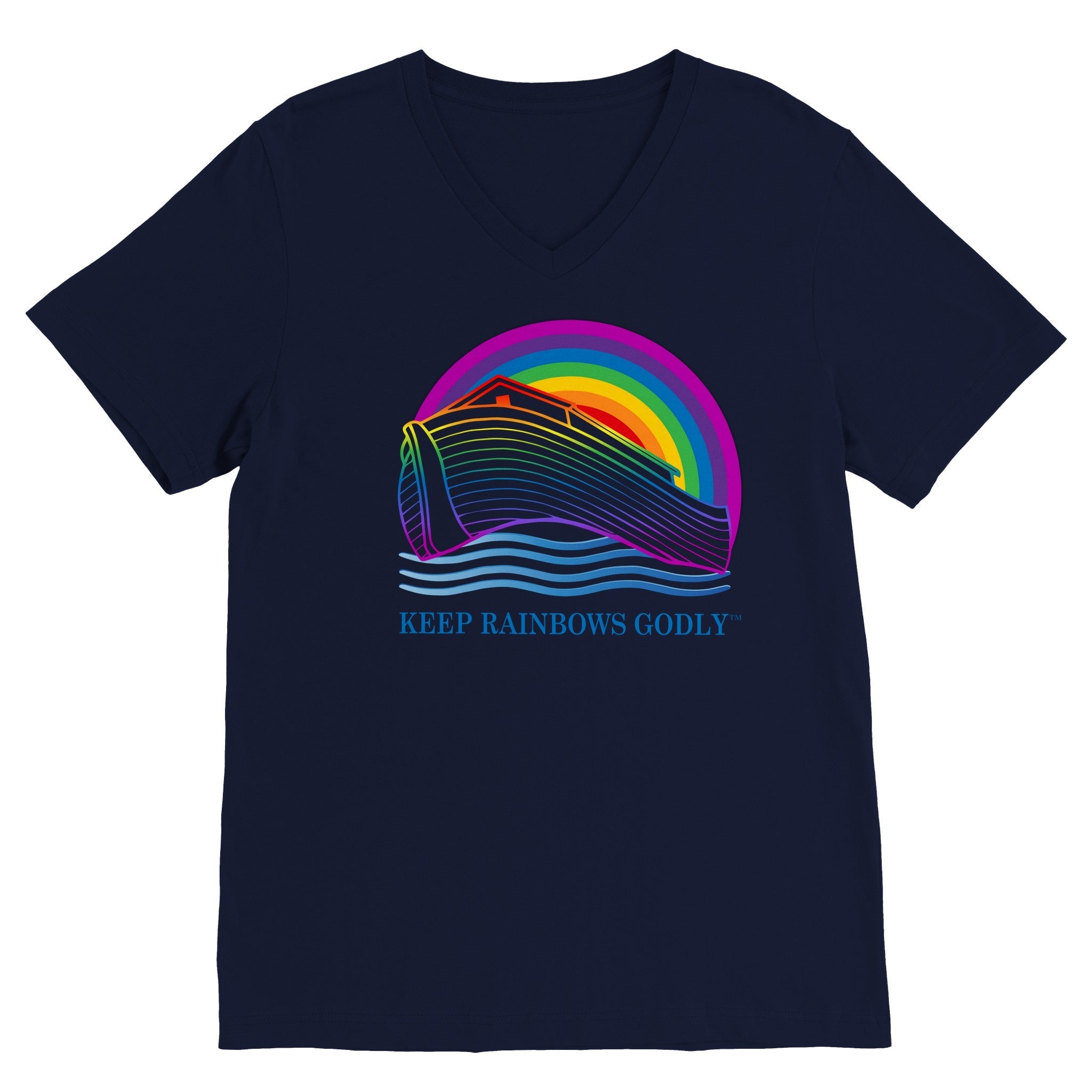Premium Unisex V-Neck T-shirt - KEEP RAINBOWS GODLY