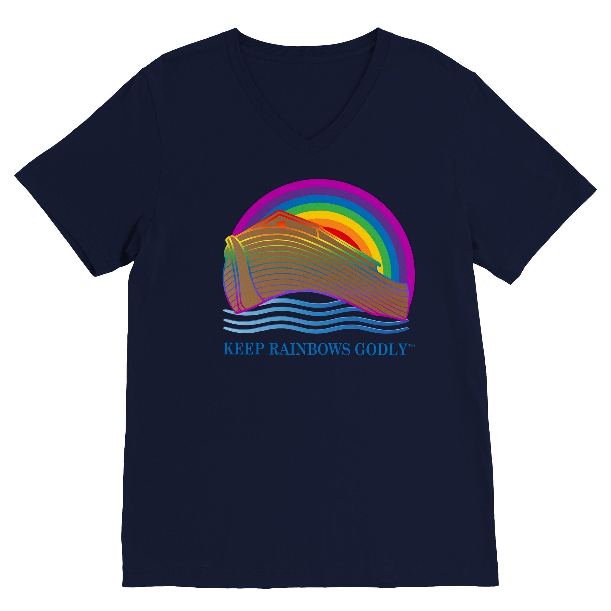 Premium Unisex V-Neck T-shirt - KEEP RAINBOWS GODLY