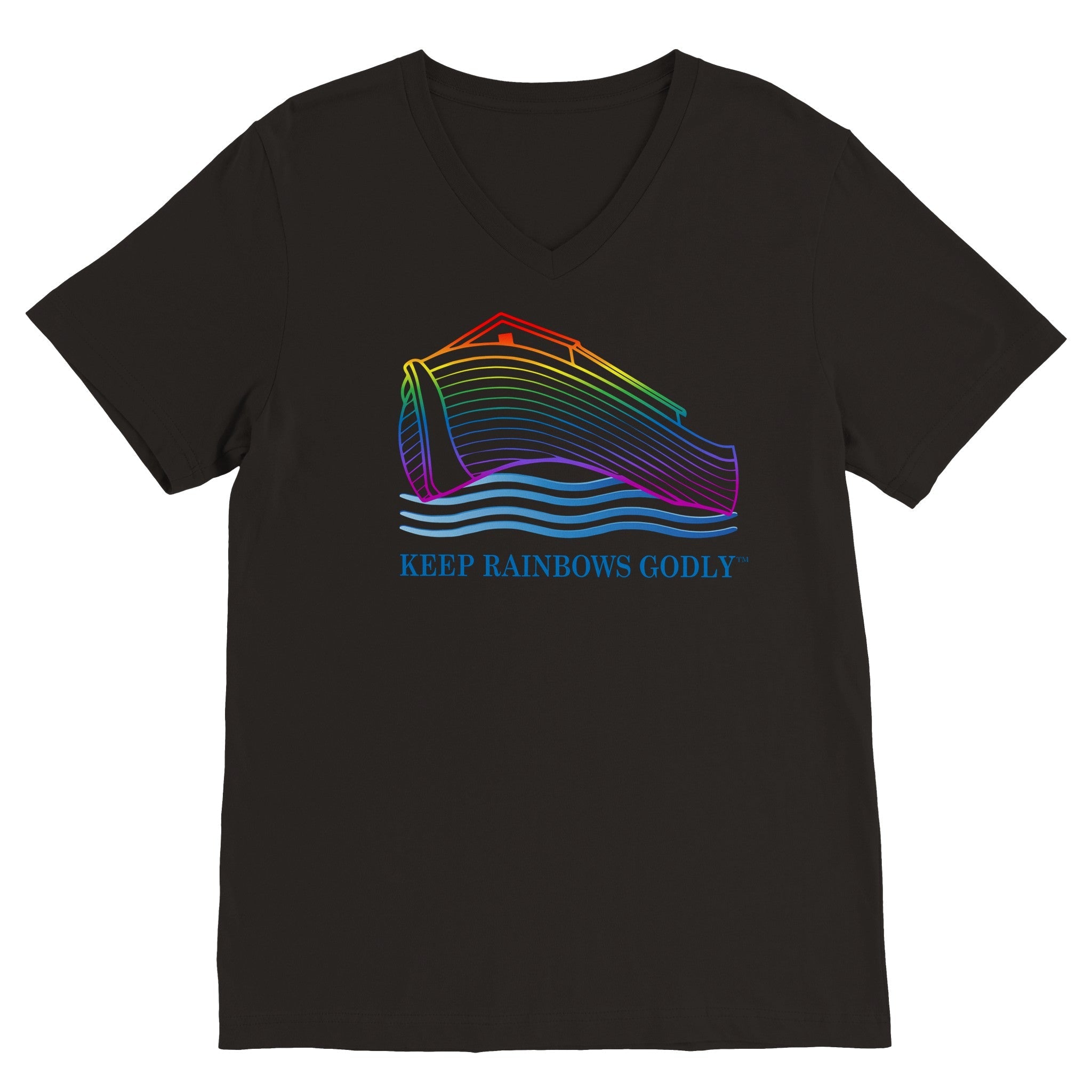 Premium Unisex V-Neck T-shirt - KEEP RAINBOWS GODLY