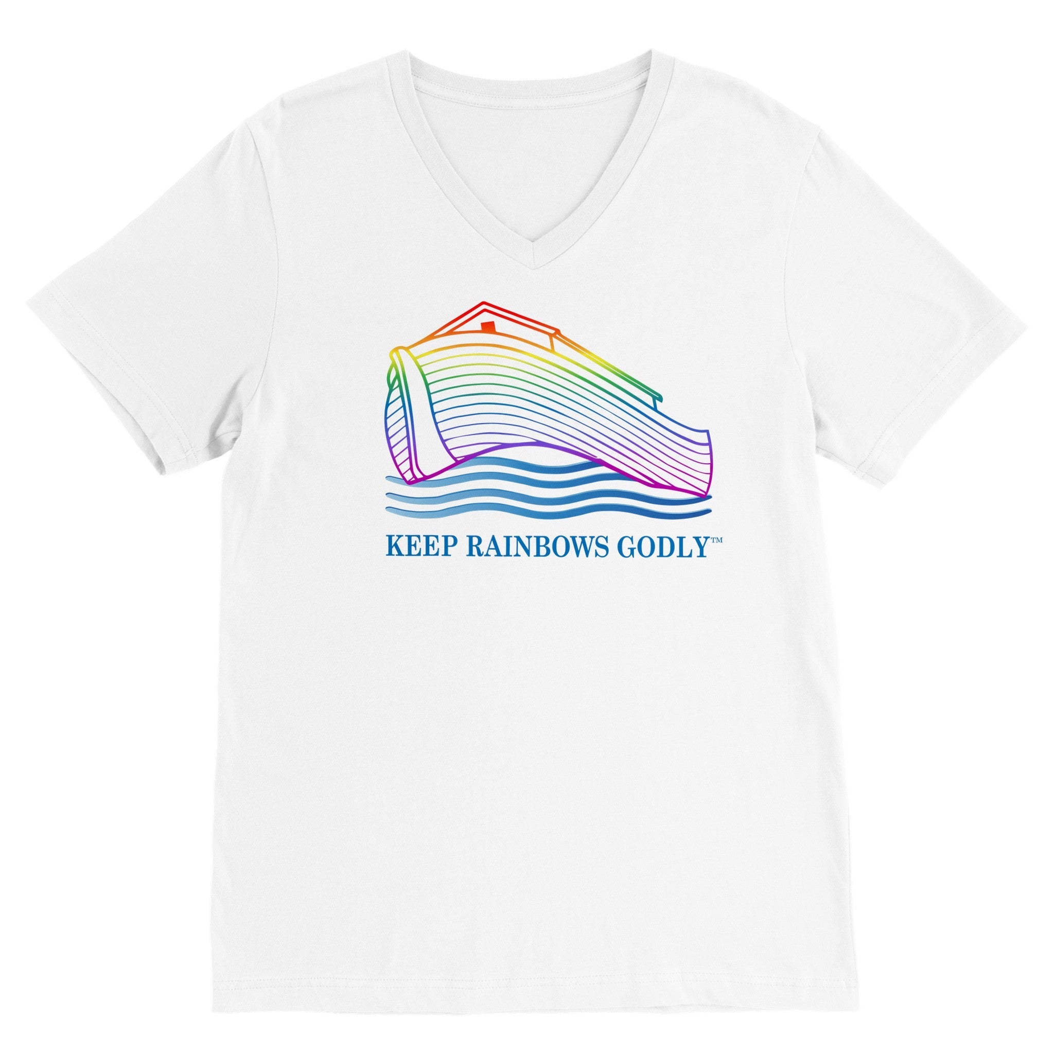 Premium Unisex V-Neck T-shirt - KEEP RAINBOWS GODLY