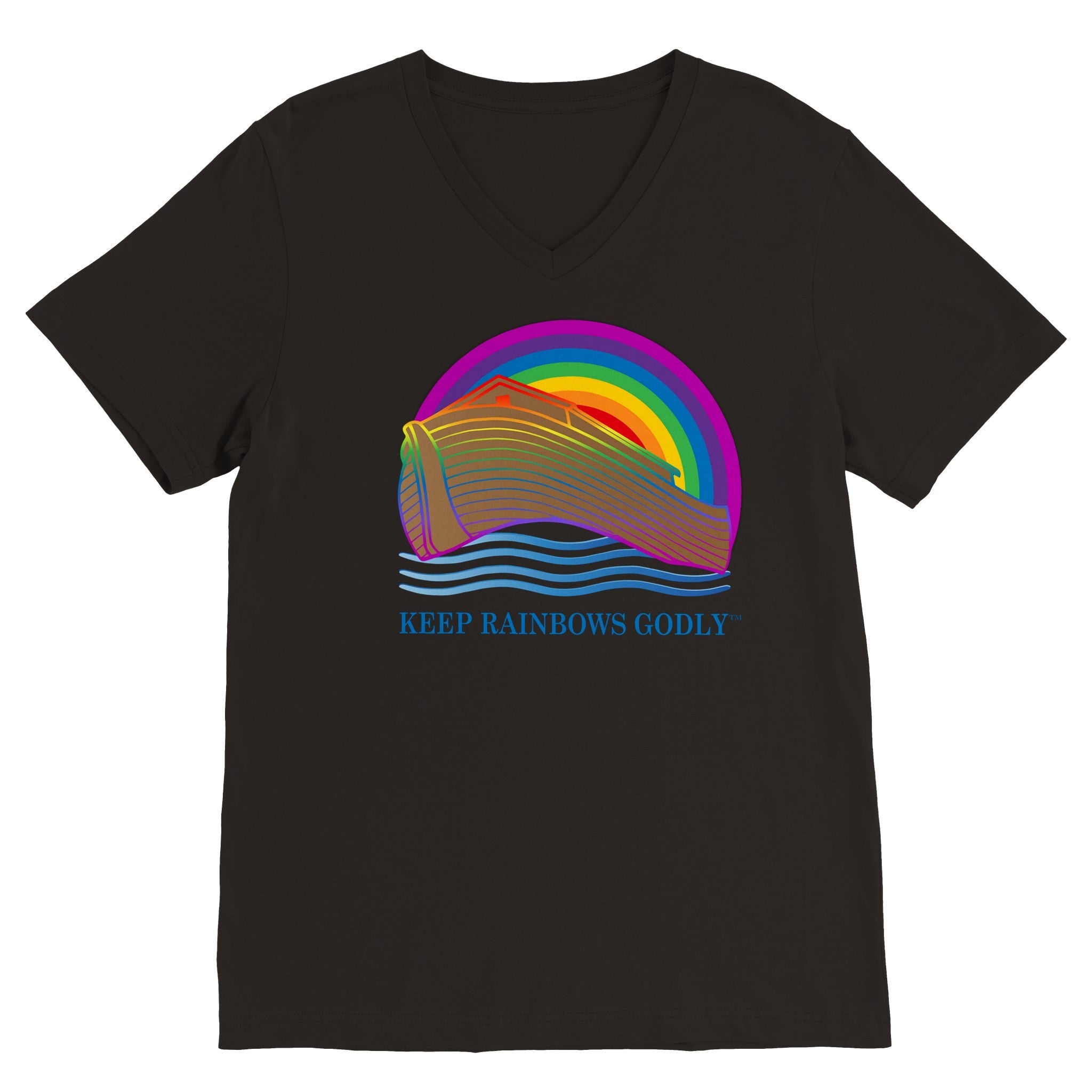Premium Unisex V-Neck T-shirt - KEEP RAINBOWS GODLY