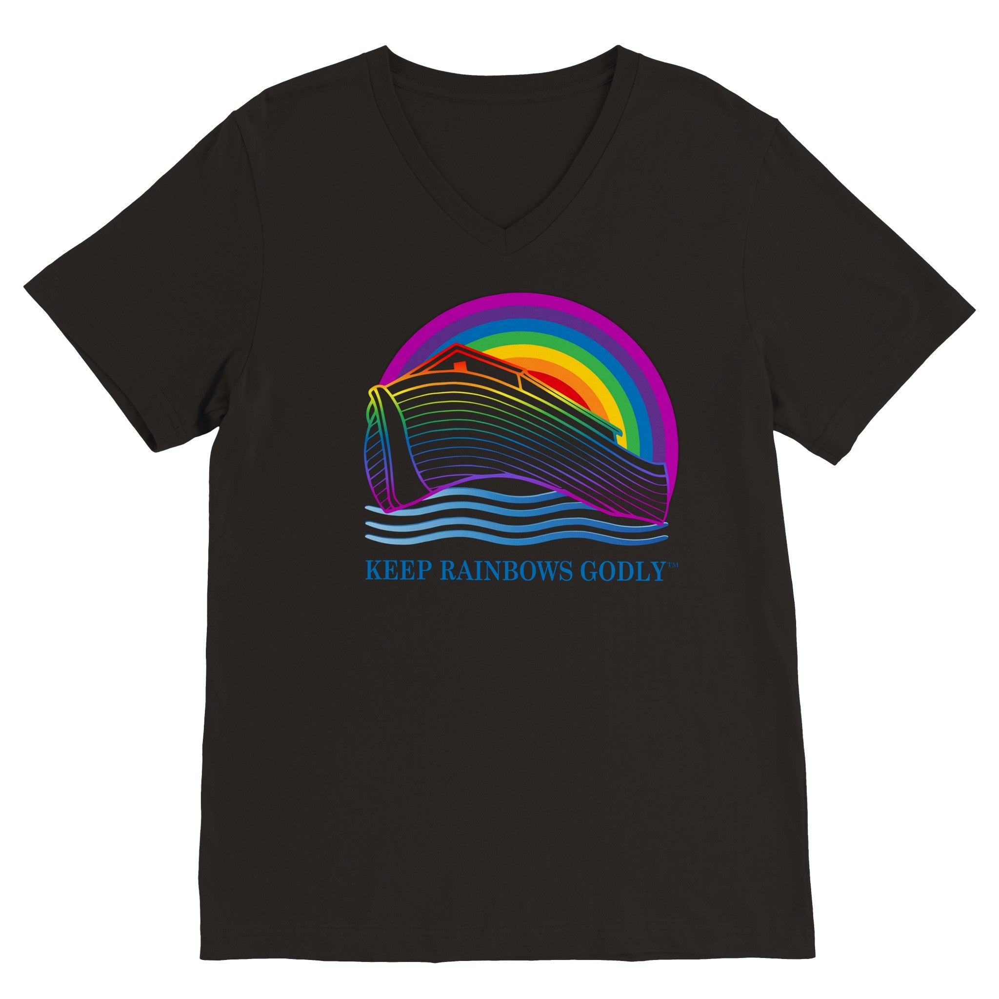 Premium Unisex V-Neck T-shirt - KEEP RAINBOWS GODLY
