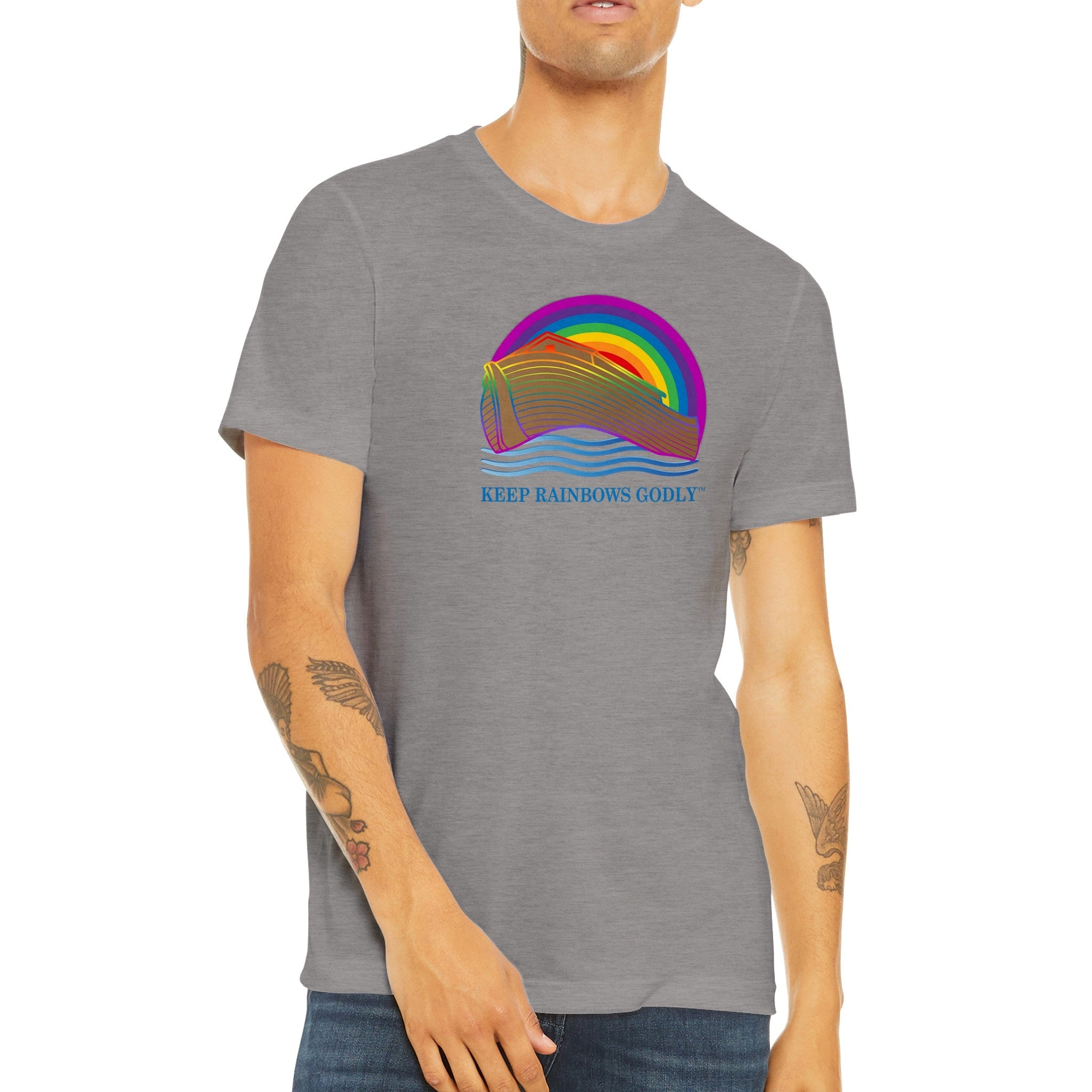 Triblend Unisex Crewneck T-shirt - KEEP RAINBOWS GODLY