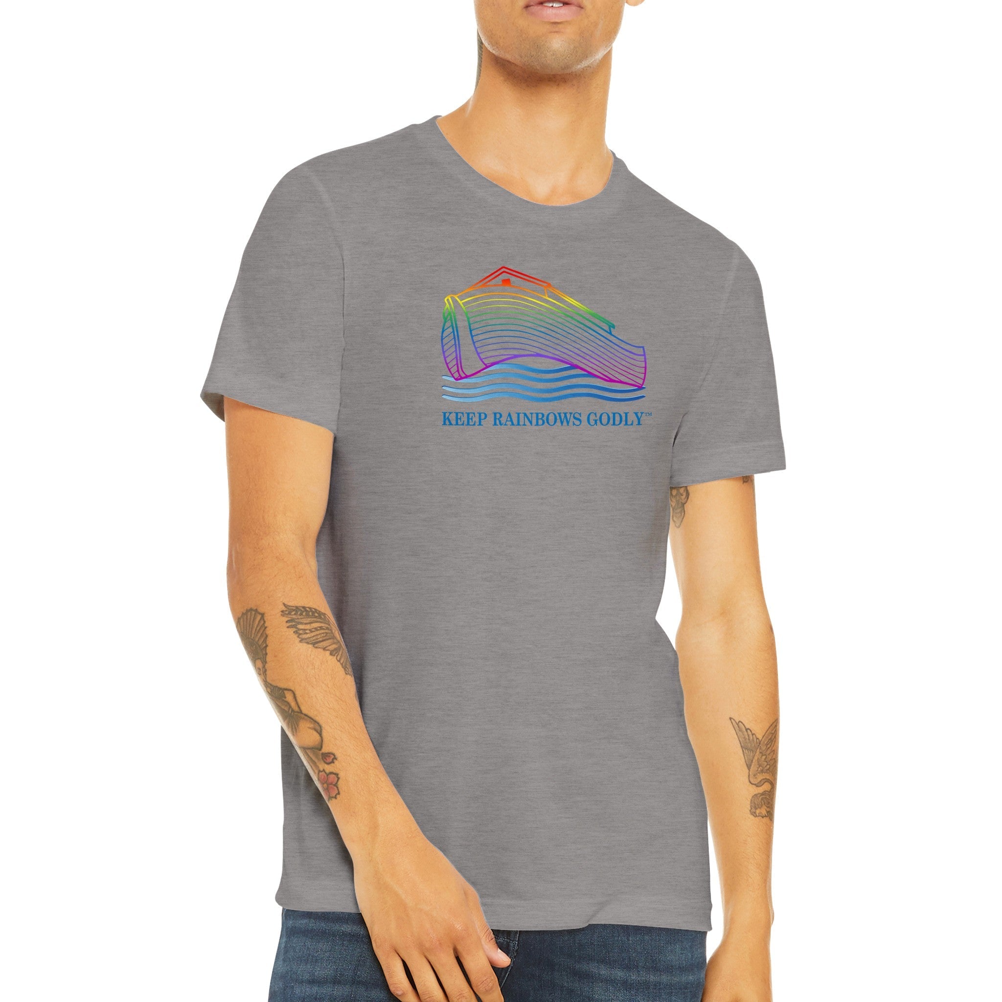 Triblend Unisex Crewneck T-shirt - KEEP RAINBOWS GODLY